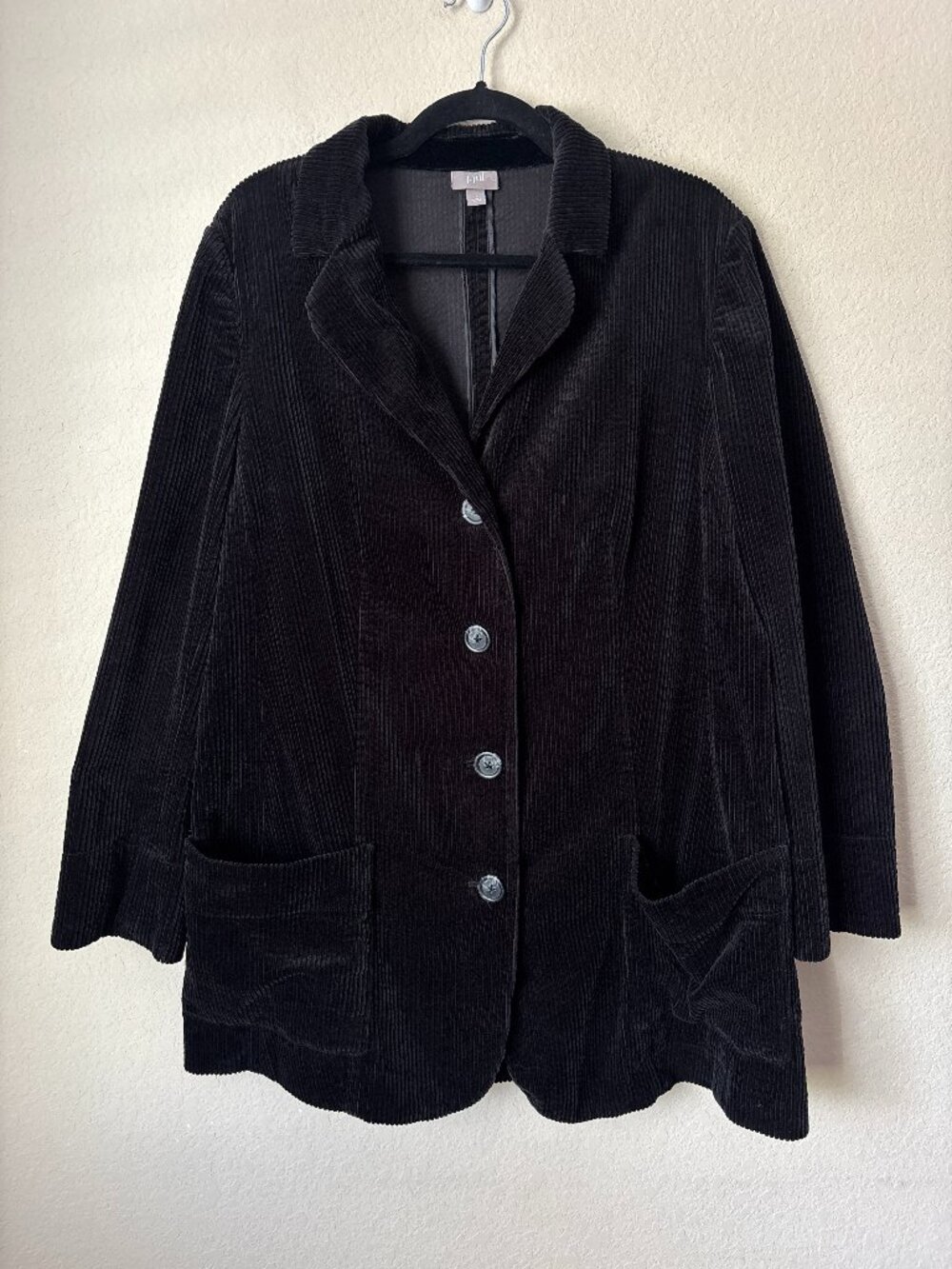 J. Jill Corduroy Button Down Essential Black Jacket